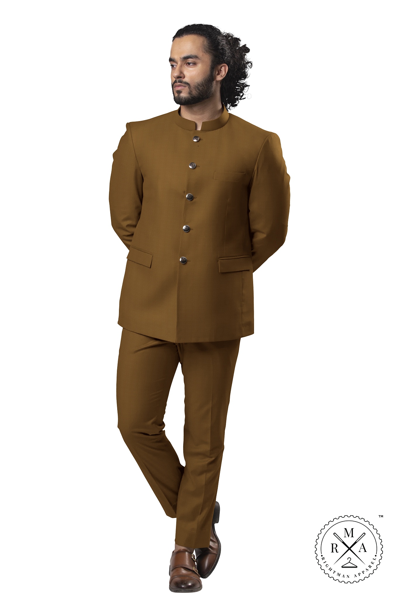 Brown Textured Jodhpuri Suit SU143